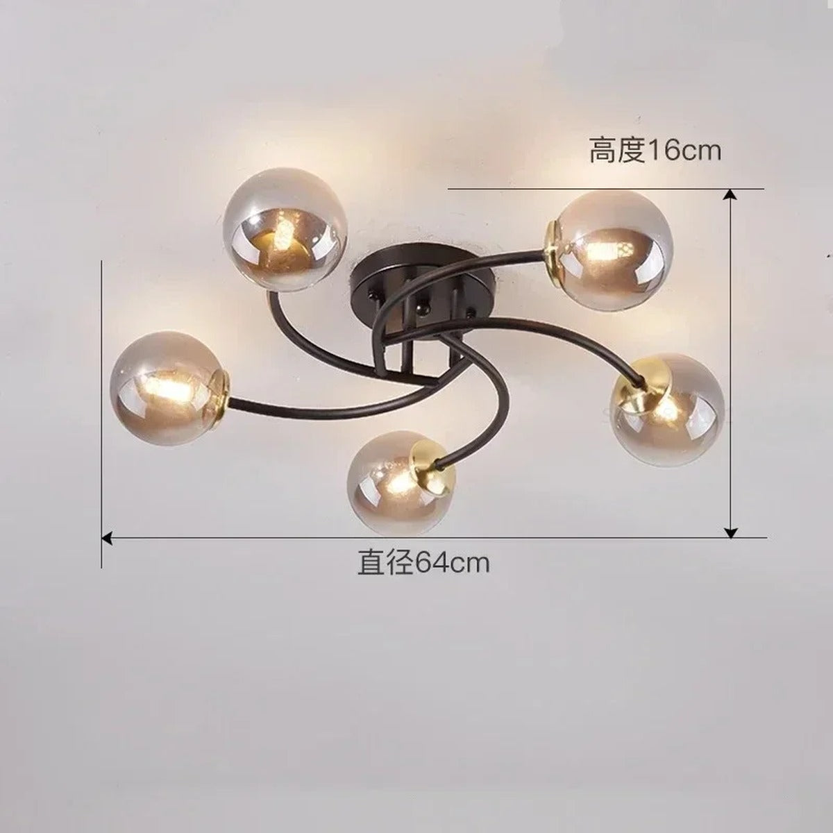 Curved Arm Glass Globe Ceiling Light – Orivex – Product Detail 10