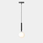 Modern Glass Globe Pendant Light Hovrix - Single Pendant, Black & Frosted Glass