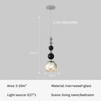 Beaded Chain Glass Globe Pendant Centralis — Chrome