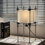 Industrial Parchment Cube Scaffolding Floor, Table & Pendant Lamp – Urix – Table Lamp Lifestyle