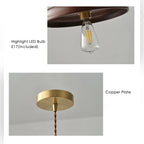 Walnut Disc Pendant Light – Woluxen – Bulb and Ceiling Plate Detail