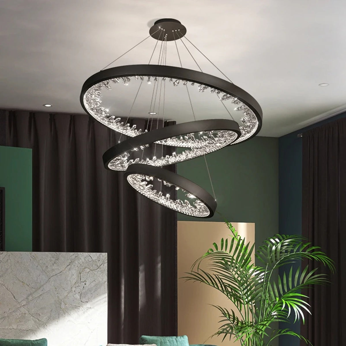 Multi-Ring Crystal Fringe Chandelier – Mevorath – Hero Shot
