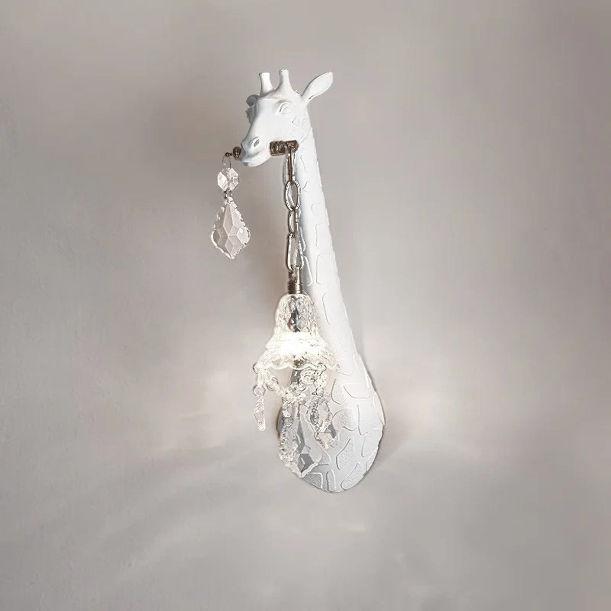 Serengeti giraffe wall sconce, white finish, single left-facing — studio