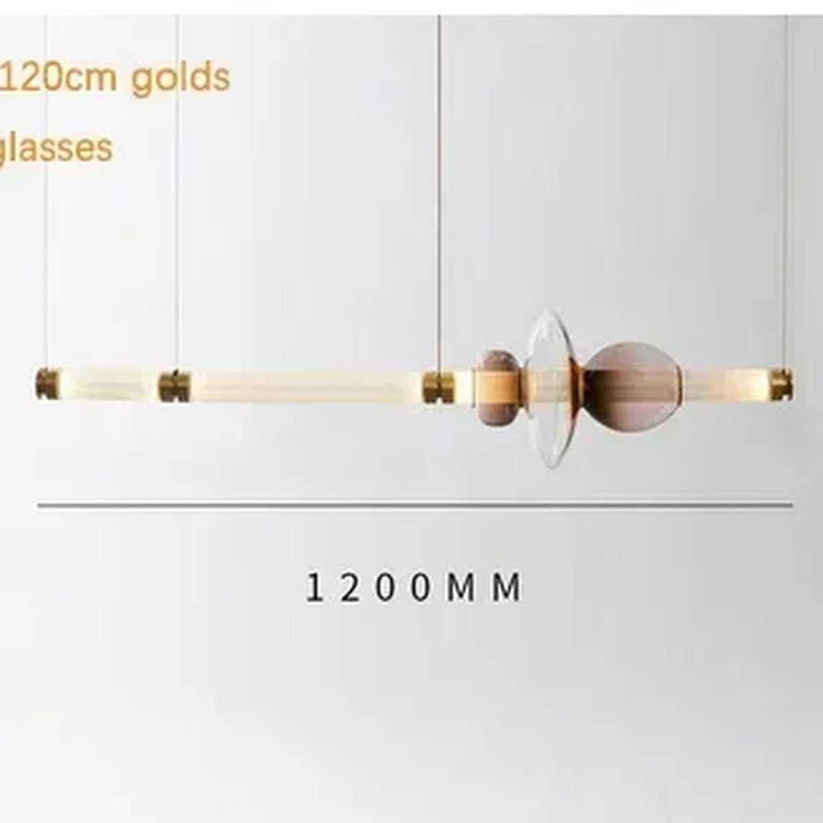 Glass Orb Linear Pendant Light Prismova — Style A — Gold, 120cm