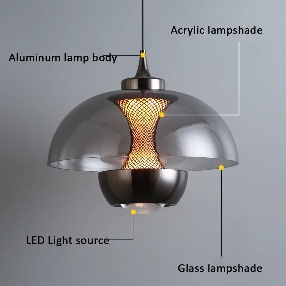 Glass Dome & Inner Mesh Pendant Light – Cvrix – Product Detail 6
