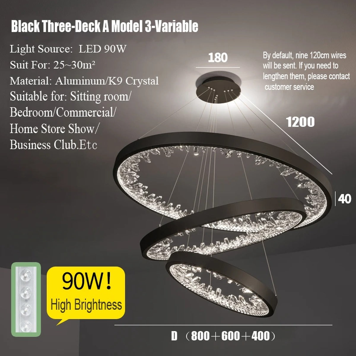 Multi-Ring Crystal Fringe Chandelier – Mevorath – Product Detail 18