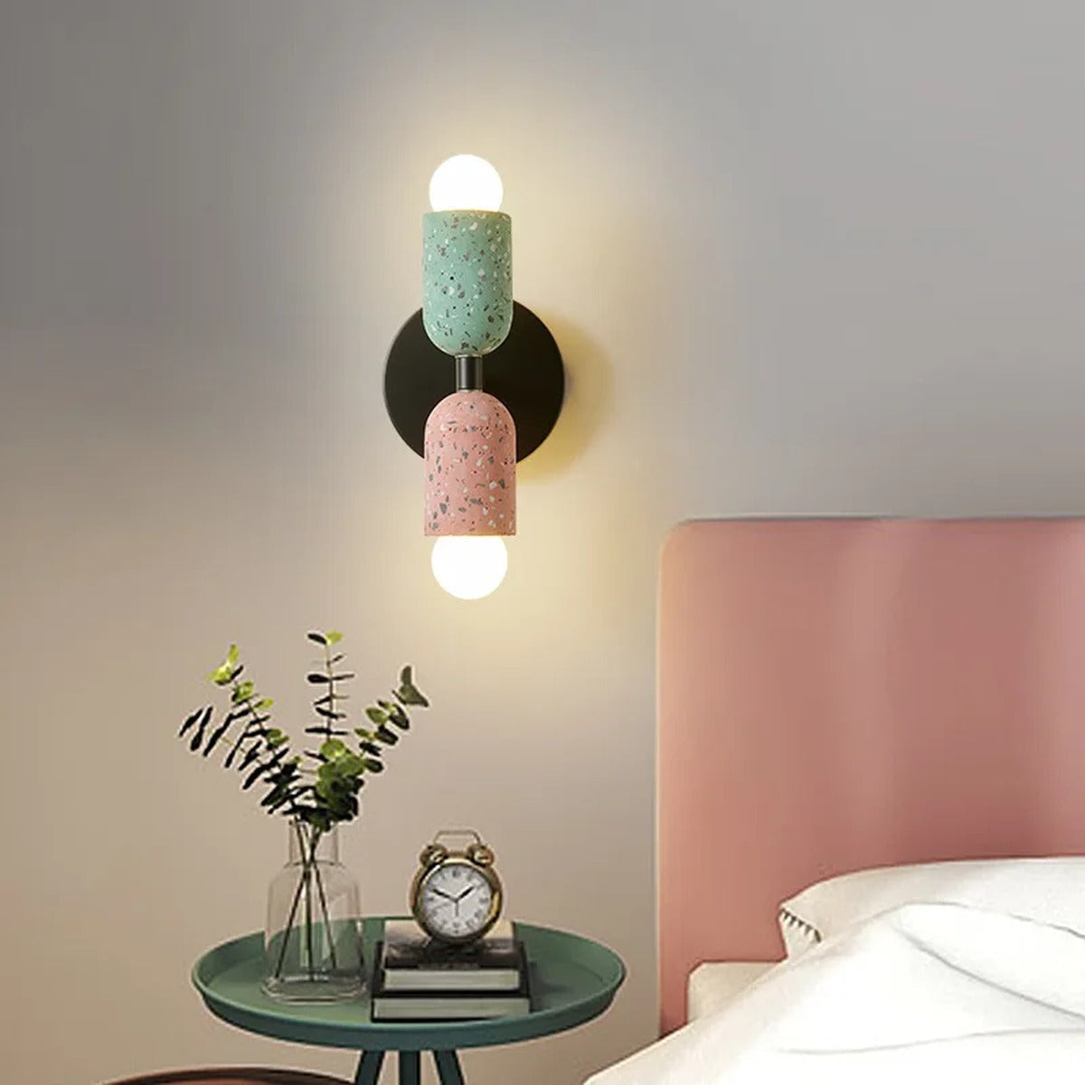 Dual Cement Cylinder Wall Sconce – Kvrix – Lifestyle View 2