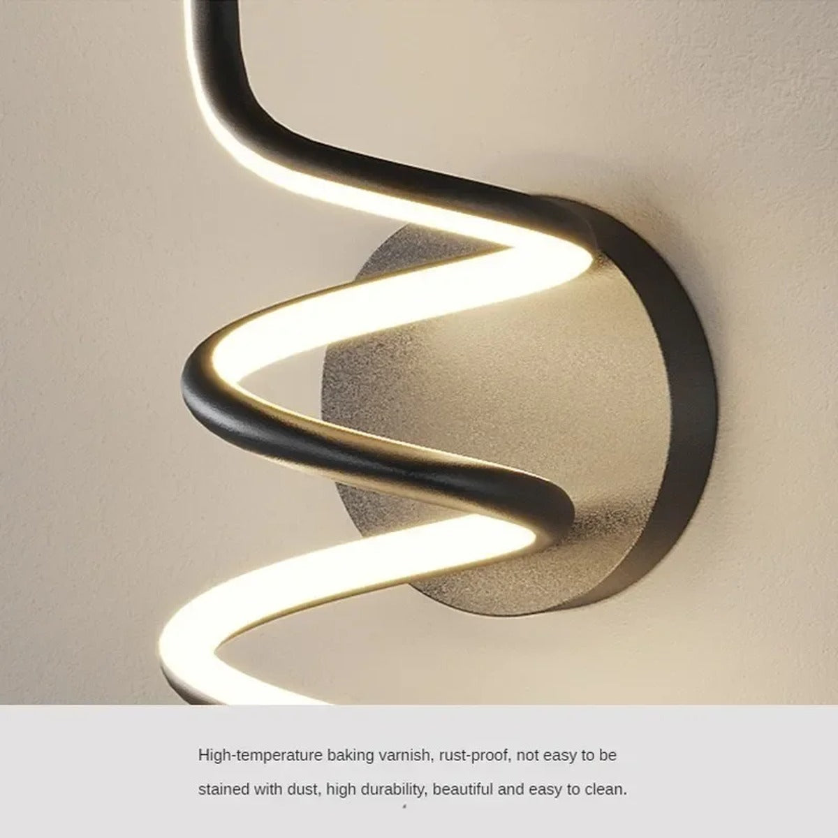 Vireth sculptural ribbon LED wall sconce — living room flanking TV