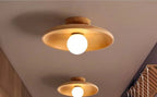 Solid Wood Disc Ceiling Light Iwaelvix – Lifestyle Hallway View, Wood Finish