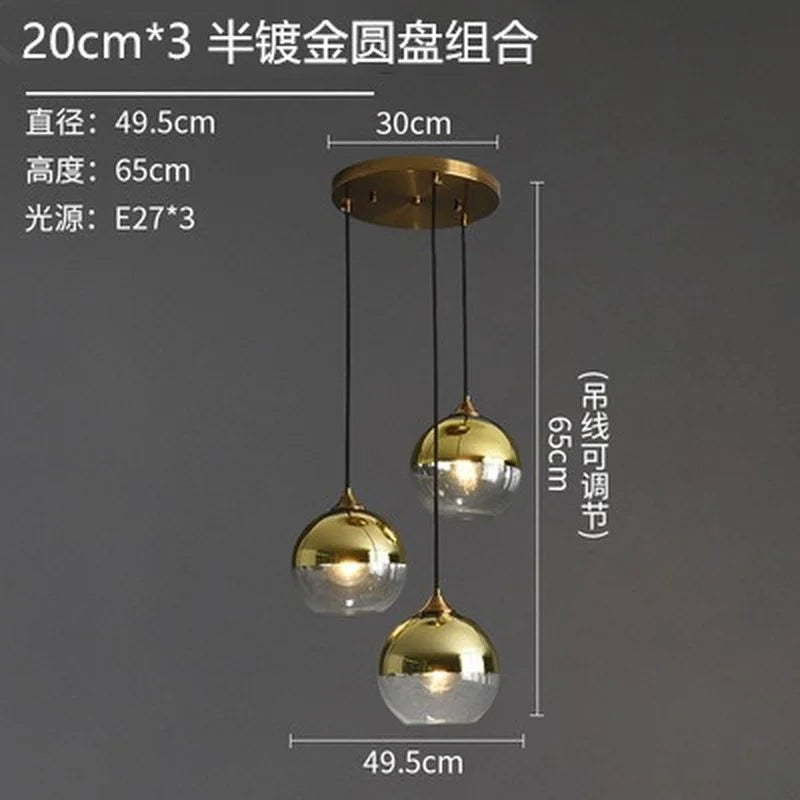 Smoked Glass Globe Pendant Light – Izaelvix – Gold 3-Head Round Plate cluster