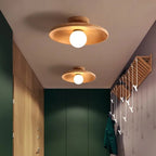Nordic Solid Wood Flush Mount Ceiling Light Haleo - Wood Finish Hallway