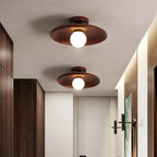 Nordic Solid Wood Flush Mount Ceiling Light Haleo - Walnut Finish Hallway