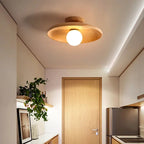 Nordic Solid Wood Flush Mount Ceiling Light Haleo - Wood Finish Kitchen