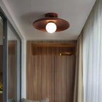 Nordic Solid Wood Flush Mount Ceiling Light Haleo - Walnut Finish Bedroom