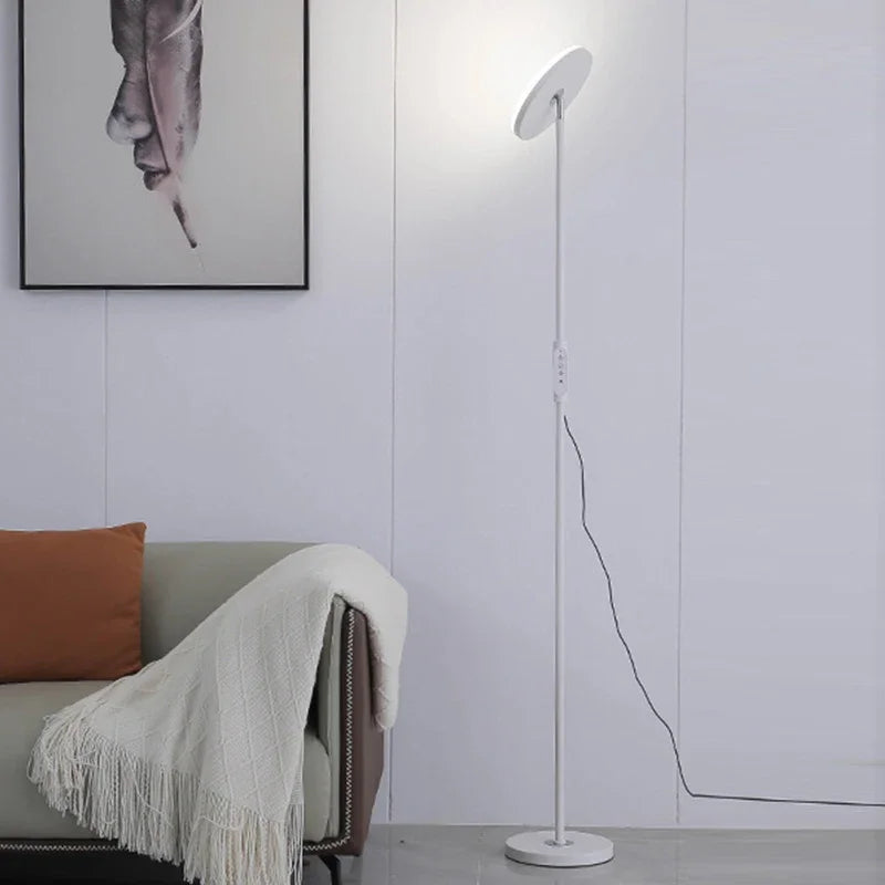 Modern Uplight Floor Lamp Torora — White, living room