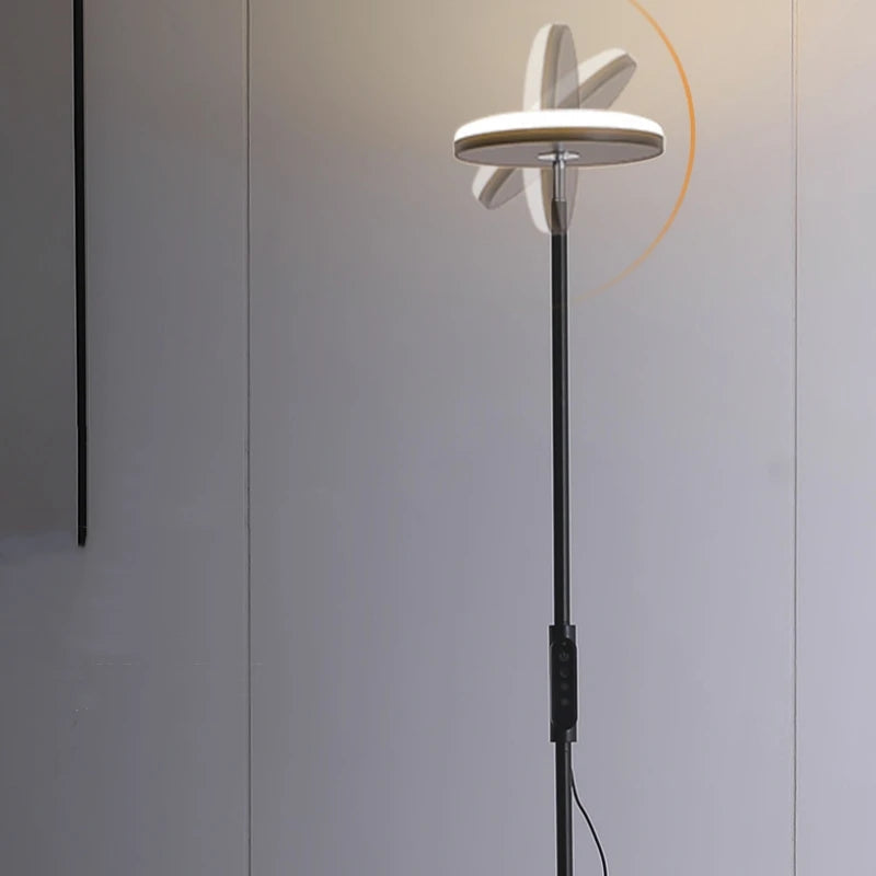 Modern Uplight Floor Lamp Torora — rotating disc head detail