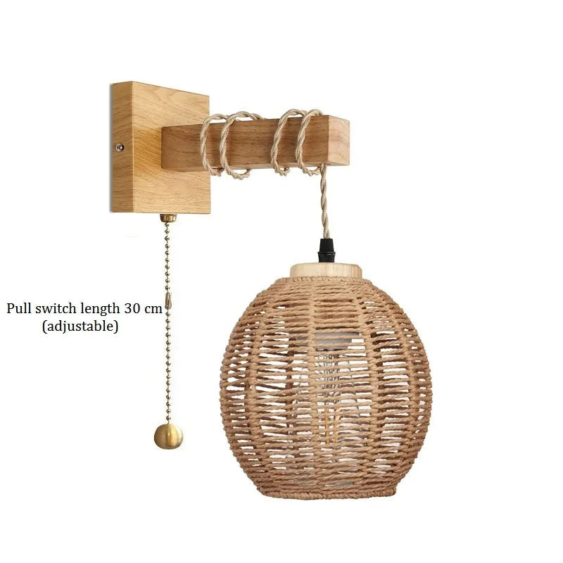 Hand-Woven Rattan Wall Sconce Galera