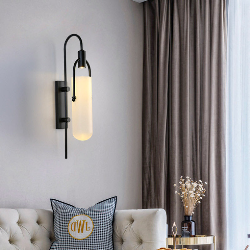Arched Glass-Tube Wall Sconce Galvex – Black Finish, Bedroom