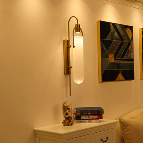 Arched Glass-Tube Wall Sconce Galvex – Gold Finish, Living Room