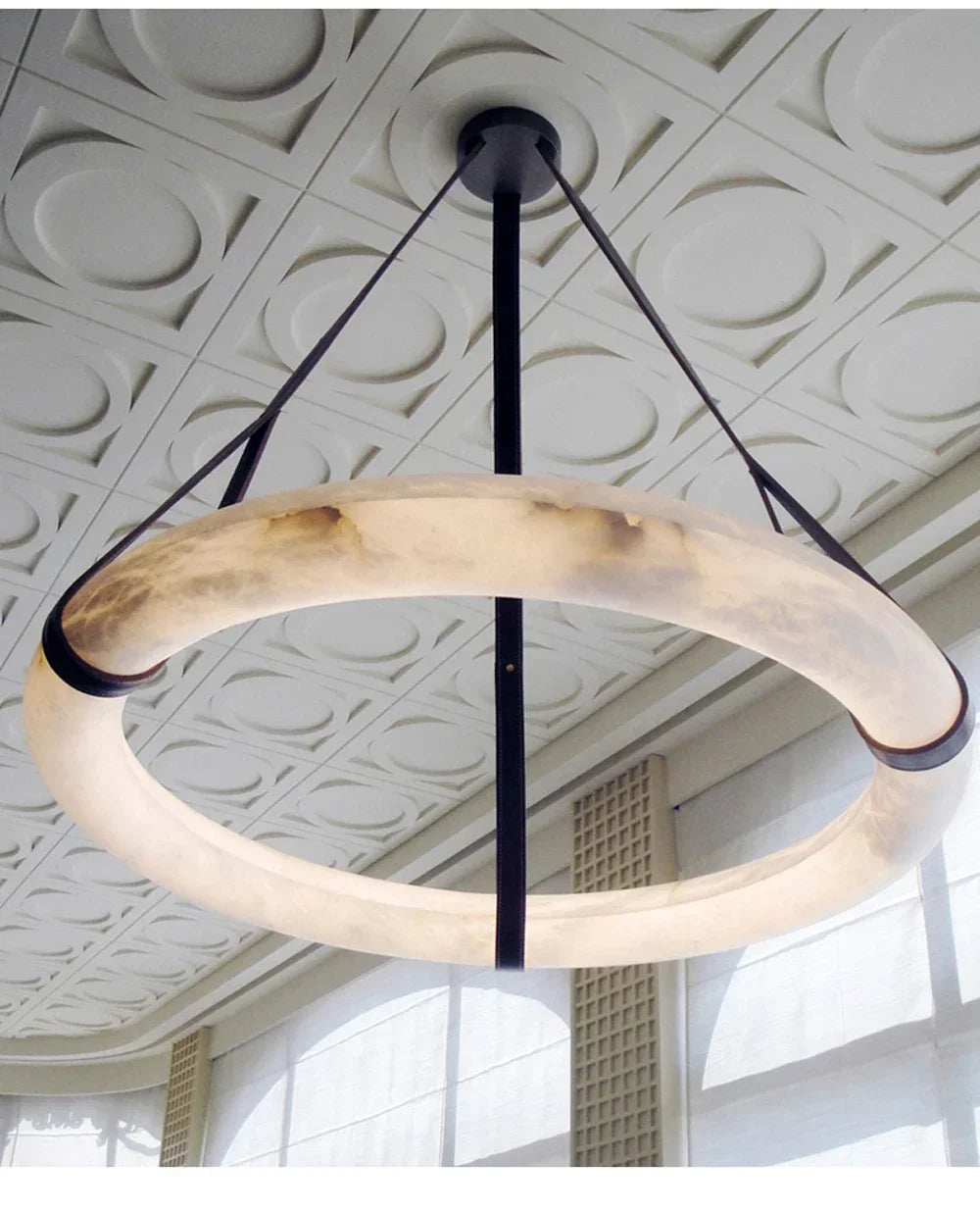 Halvorix ring chandelier, Rod-Frame Mount, ceiling detail
