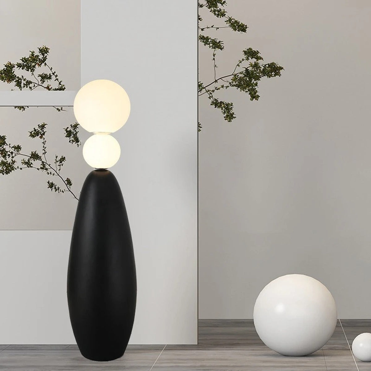 Vetrano sculptural glass gourd floor lamp — lifestyle corner setting