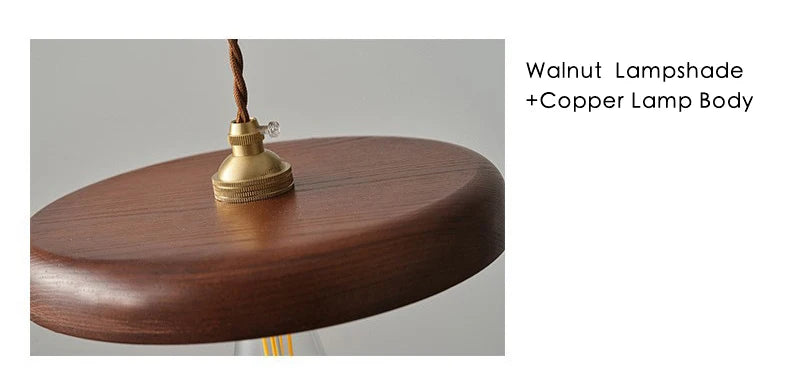 Walnut Disc Pendant Light – Woluxen – Walnut Finish Detail