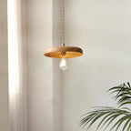 Walnut Disc Pendant Light – Woluxen – Natural Wood Lifestyle View 2