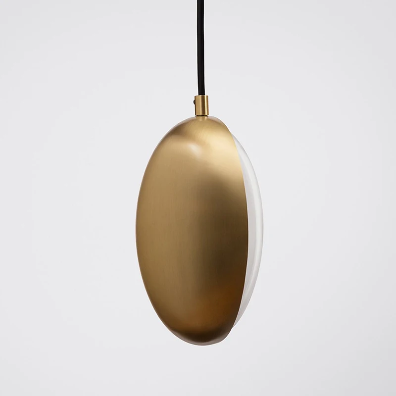 Ellyra glass and metal lens pendant light in brushed gold finish