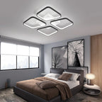 Kinetix geometric LED ceiling light — 48 x 48cm size in a bedroom, cool white glow