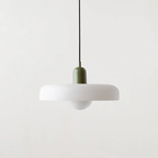 Colorful Glass Disc Pendant Light – Macarelle – Green + White