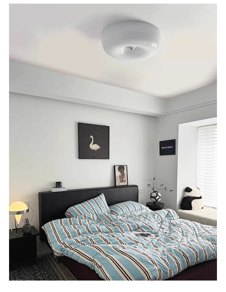 Glossy Pebble Dome Flush Ceiling Light – Ivrix – White Lifestyle View 1