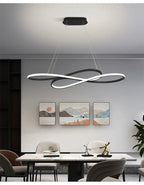 Infinity Loop Metal Pendant Light Kaelion – Black Finish, Dining Room