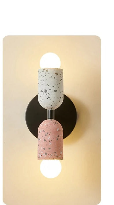 Dual Cement Cylinder Wall Sconce – Kvrix – White & Pink