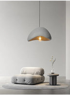 Sculptural Wabi-Sabi Textured Pendant Light Lalaelinth – Cement Grey in living room