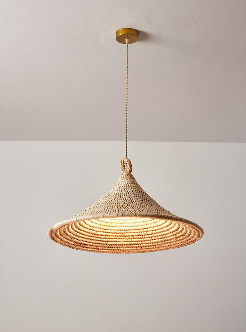 Wabi-Sabi Rattan Cone Pendant Light Ltaeloria – Ceiling Canopy Detail