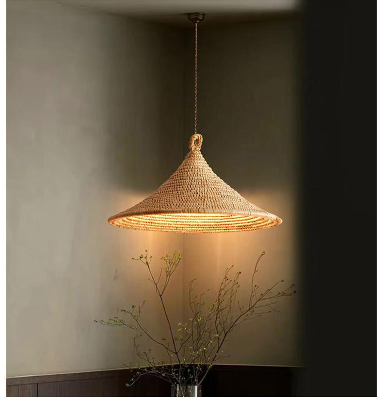 Wabi-Sabi Rattan Cone Pendant Light Ltaeloria – Ø40cm Lifestyle View