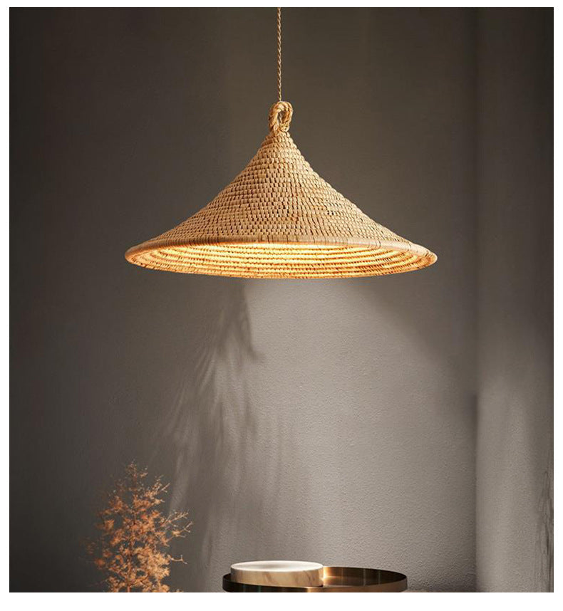 Wabi-Sabi Rattan Cone Pendant Light Ltaeloria – Ø50cm Lifestyle View