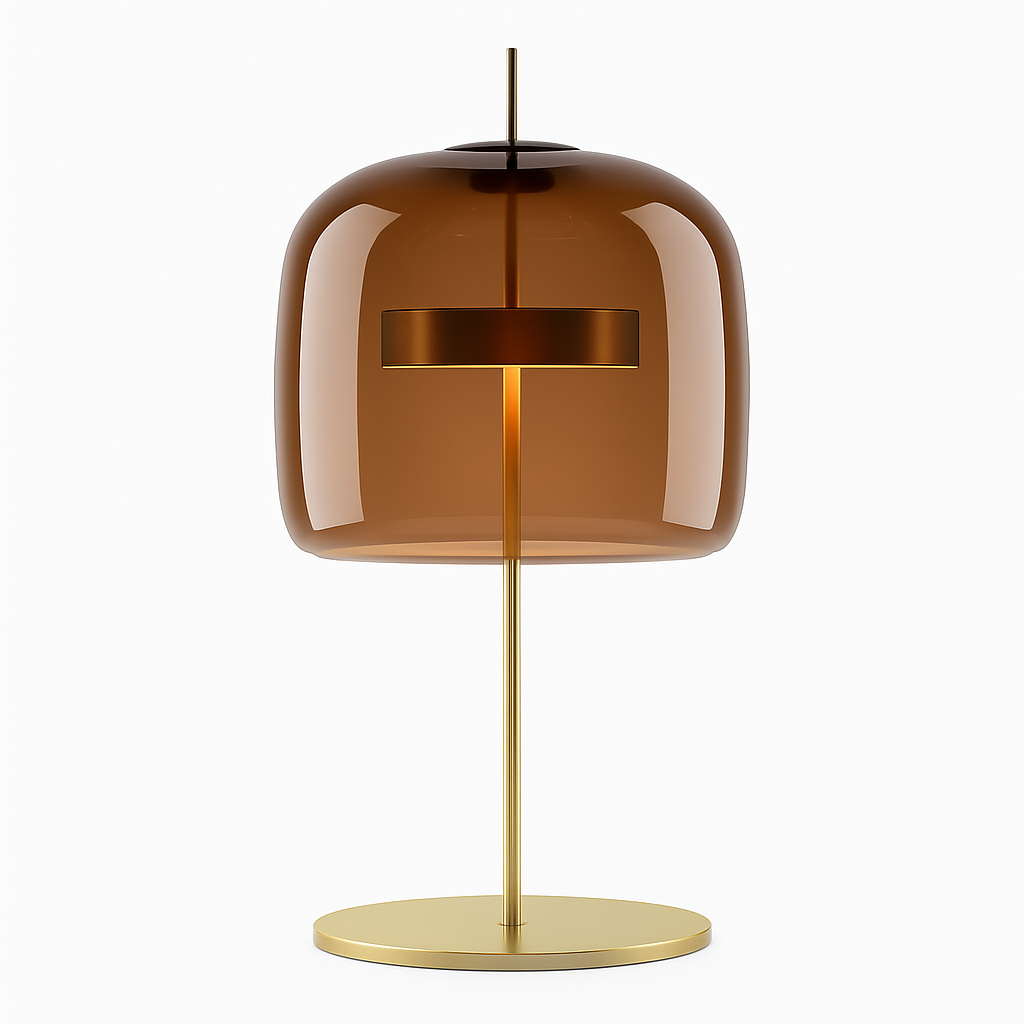 Orvello table lamp styled on dark wood sideboard