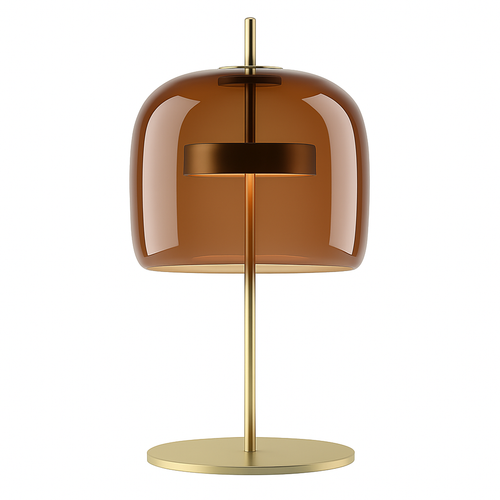 Orvello lamp – amber glass shade catching warm golden light