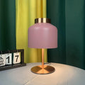Roomira mid-century dome table lamp in blush pink on bedside table