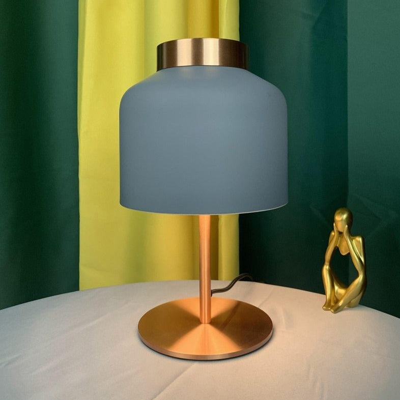 Roomira mid-century dome table lamp in slate grey on bedside table