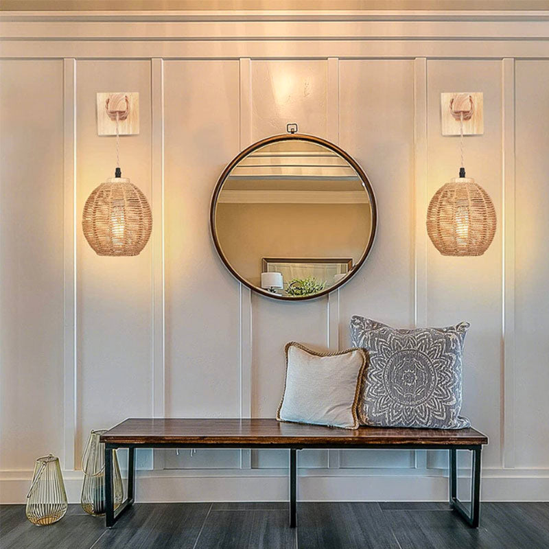 Hand-Woven Rattan Wall Sconce Galera – Product Detail 7