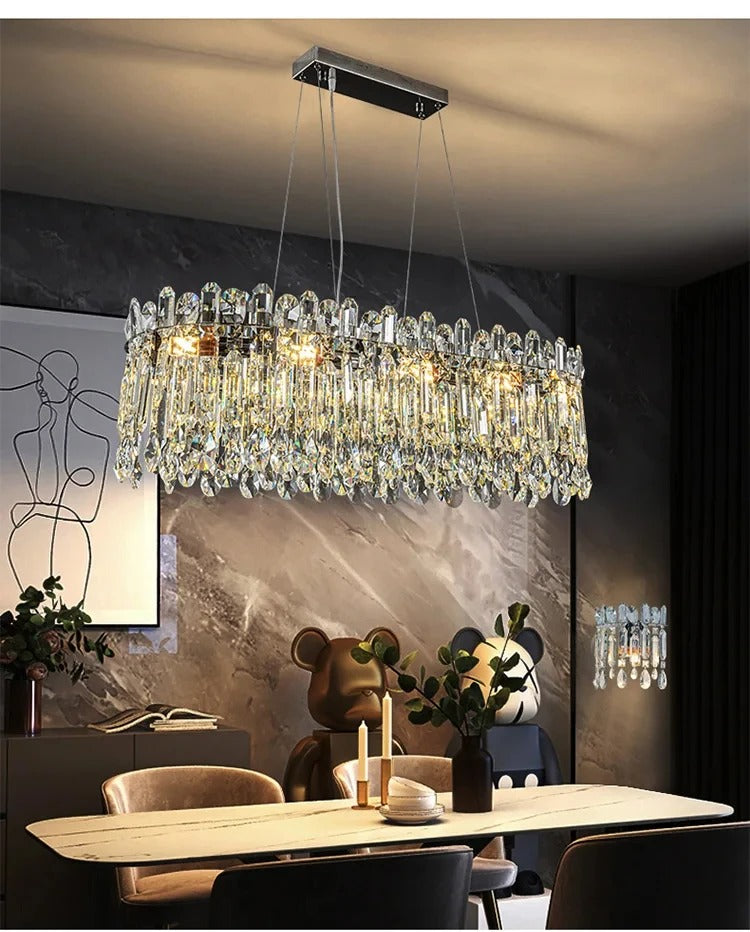 Luminara crystal chandelier – 80/100cm linear version over dining table