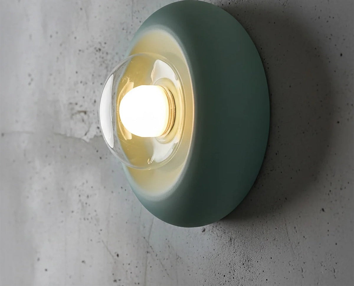 Concentric Ring LED Wall Sconce – Marvion – Mint Green Lifestyle View
