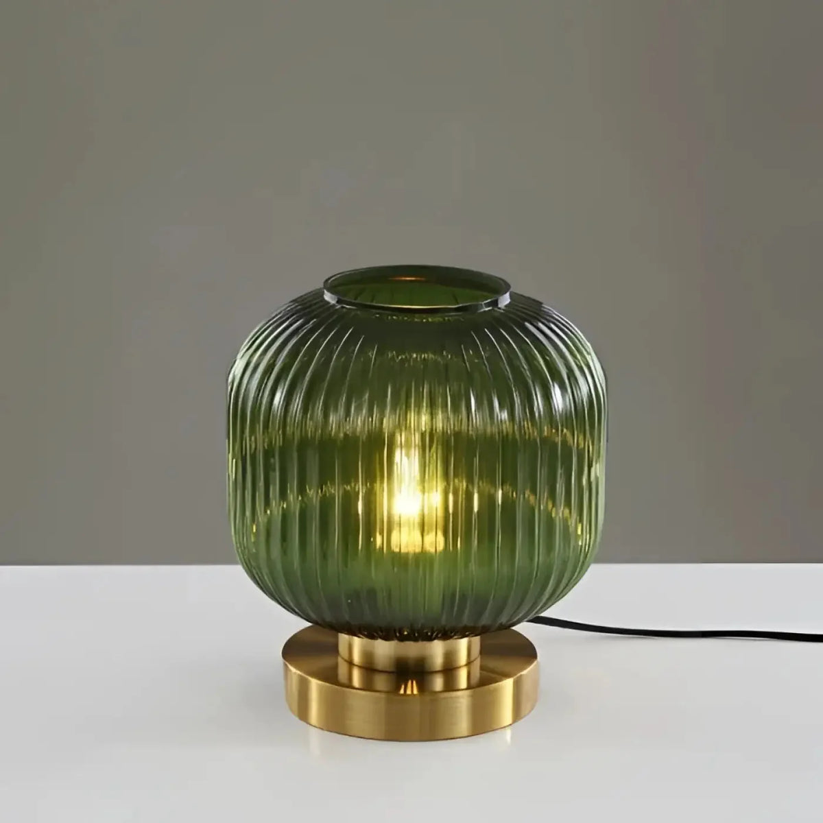 Nervira lamp – ribbed glass texture detail close-up showing light refraction