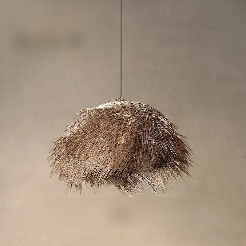 Shaggy Straw Rattan Dome Pendant Light – Ntavero
