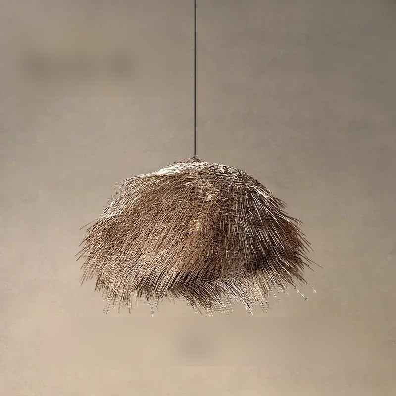 Shaggy Straw Rattan Dome Pendant Light – Ntavero