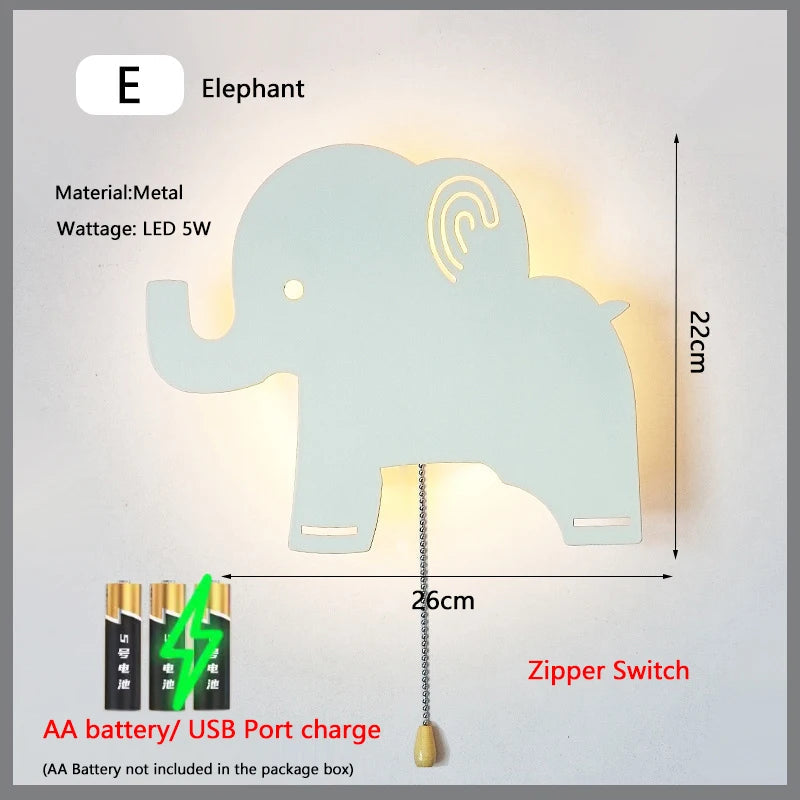 Nubira Elephant design dimensions, 26 x 22 cm painted metal wall light