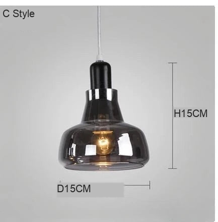 Orivex smoked glass pendant light - C Style, 15cm