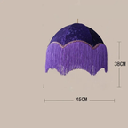 Ouaelix bohemian fringe pendant light - Amethyst Purple velvet shade
